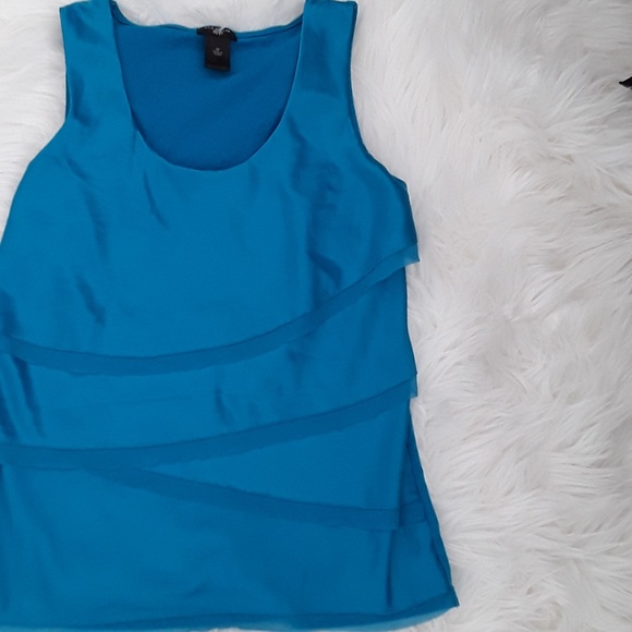 Ann Taylor SP shiny teal ruffles top,new - Picture 5 of 6